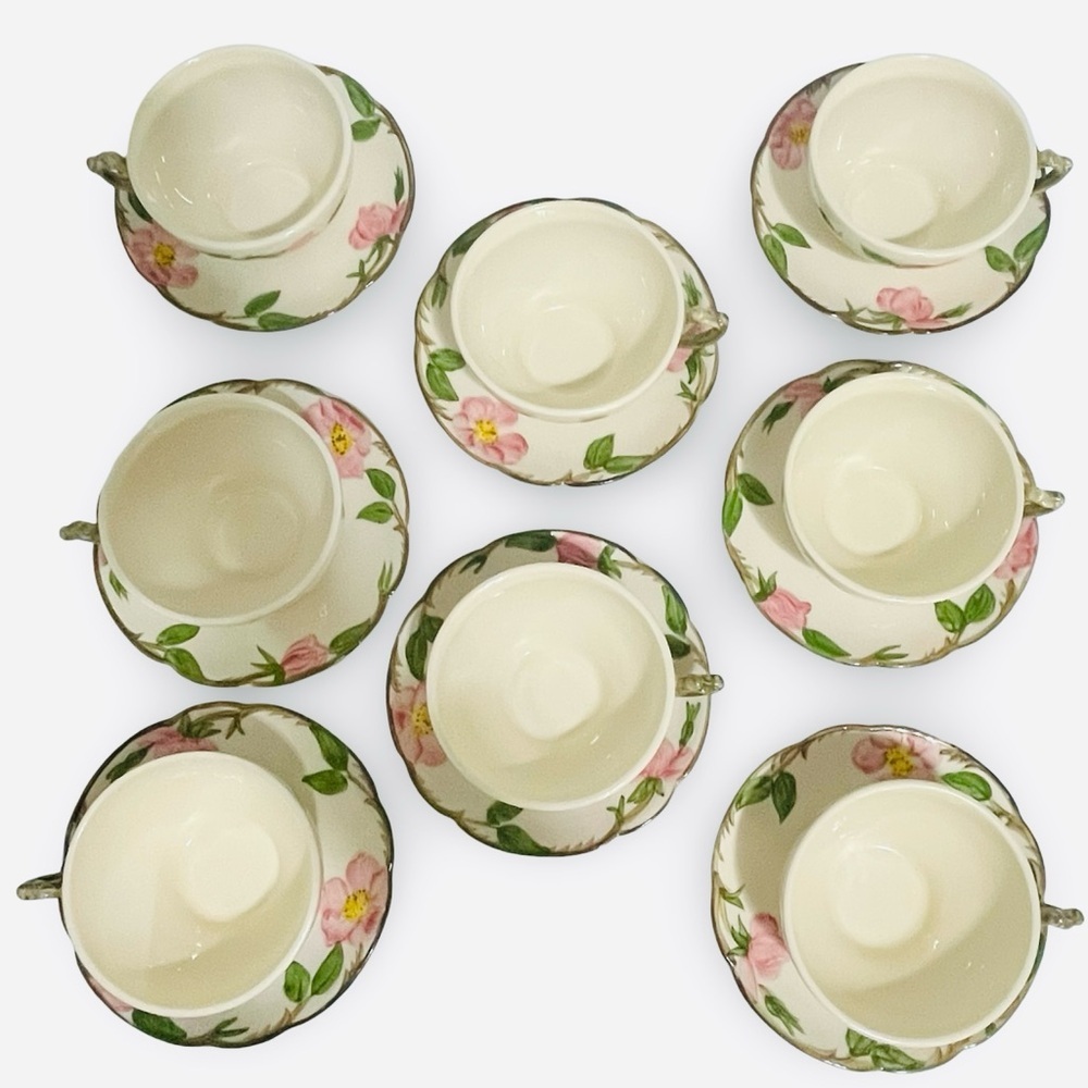 Vintage 1950s Franciscan Desert Rose Cup and Saucer Set of 8 - Picture 3 of 10